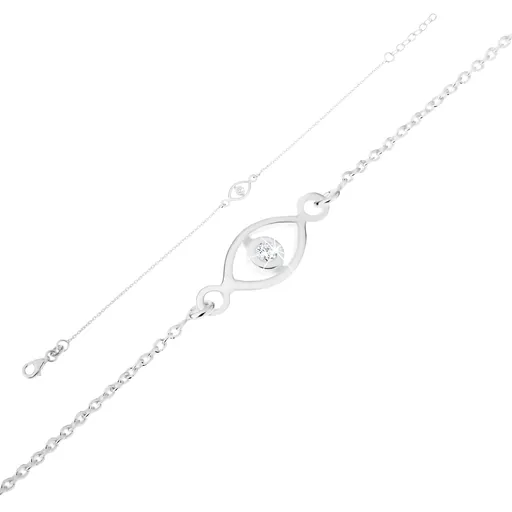 Stříbrný náramek 925, oko s kulatým zirkonem čiré barvy, nastavitelný