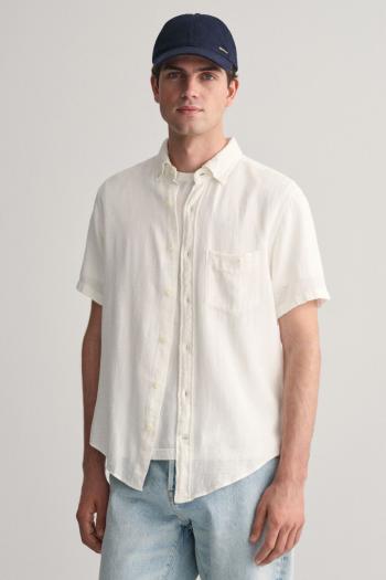 KOŠILE GANT REG COTTON LINEN TEXTURE SS SHIRT WHITE