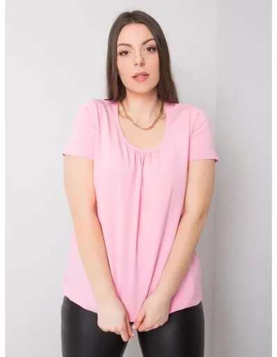 Dásmký top bavlněný plus size CELESTE světle růžová