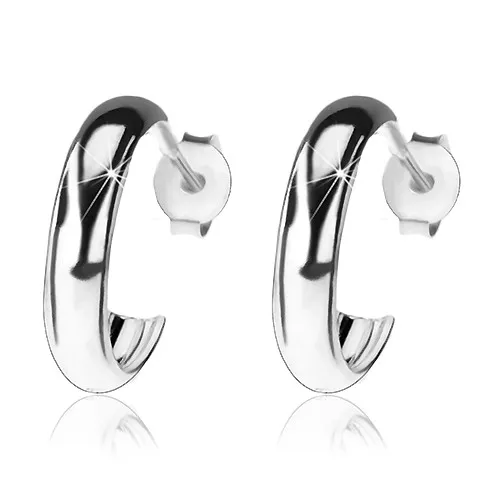 Náušnice ze stříbra 925, neúplné kruhy s hladkým vypouklým povrchem