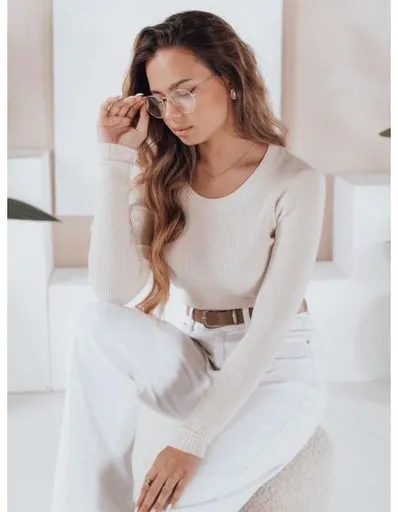 Dámský pruhovaný svetr NOLVIE ecru