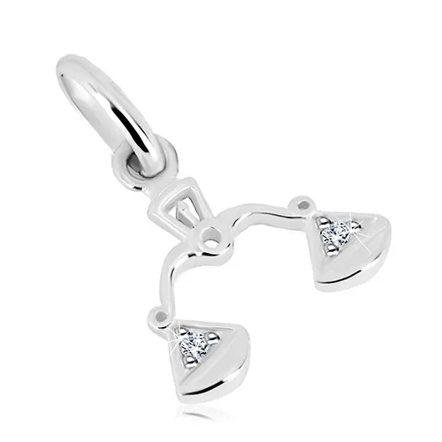 Stříbrný 925 přívěsek - transparentní zirkony v miskách, znamení VÁHY