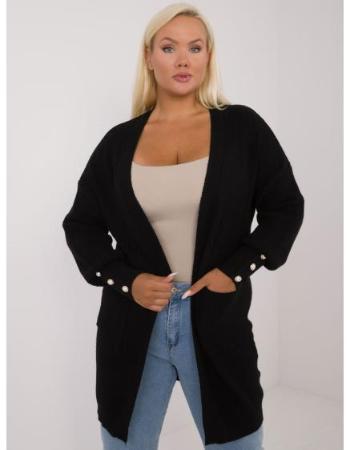 Dámský svetr s rozepínáním plus size černý 