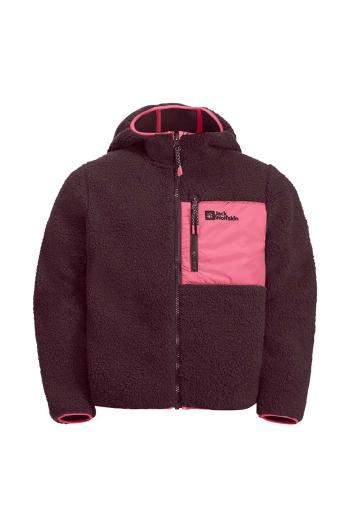 Dětská mikina Jack Wolfskin ICE CURL HOOD černá barva, s kapucí, hladká