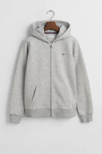 MIKINA GANT SHIELD ZIP HOODIE LIGHT GREY MELANGE