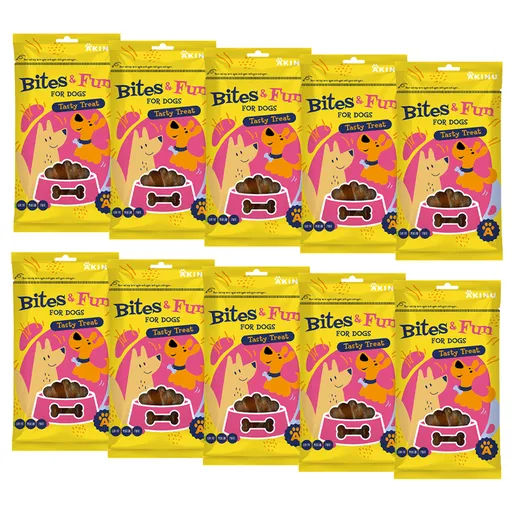 Akinu BITES & FUN Kuřecí kousky pamlsek pro psy 10 x 85 g