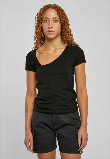 Urban Classics Ladies Organic Asymmetric Neckline Tee black - XS