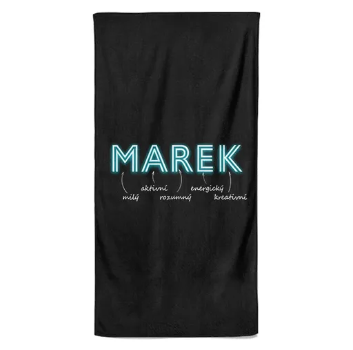 Osuška Mužská jména – NEON (Jméno: Marek, Velikost osušky: 70x140cm)