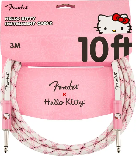 Fender Hello Kitty White/Pink Woven Cable 10'