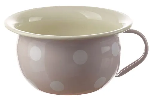 Růžová smaltovaná mísa s uchem a puntíky Pink dot - Ø 18*10cm - 1L 1012.31.3