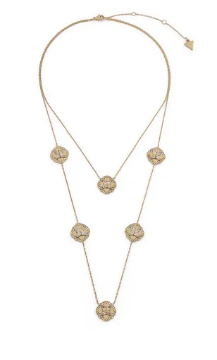 Guess Luxusní pozlacený dvojitý náhrdelník Wild Flower JUBN05500JWYGT/U