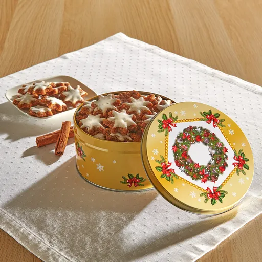 Dóza na sušenky  Vánoční věnec  se skořicovými hvězdičkami