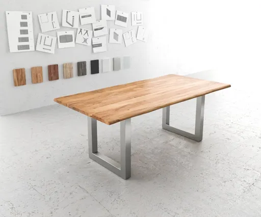 Jídelní stůl Edge 200x100 přírodní akácie nerezová ocel široká