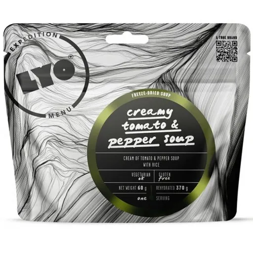 LYO KRÉMOVÁ RAJSKÁ POLÉVKA S PEPŘEM A RÝŽÍ Expediční strava, dummy, velikost