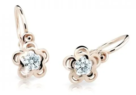 Cutie Diamonds Hravé dětské náušnice z růžového zlata Kytičky s brilianty DC2204-10-00-X-4