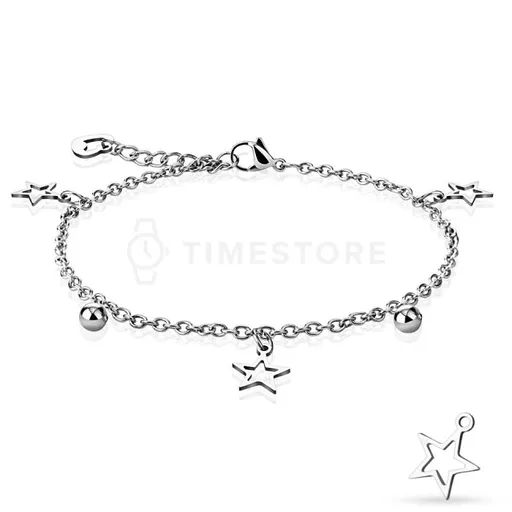 Náramek z chirurgické oceli s přívěsky hvězdiček TS-BR-0027