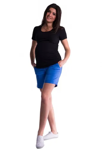 bemaamaa Těhotenské kraťasy s elastickým pásem - modrá/mořská, vel. XXXL