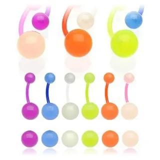 Piercing do pupíku s poloprůsvitnými kuličkami - Barva piercing: Fialová