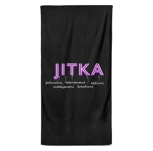 Osuška Ženská jména – NEON (Jméno: Jitka, Velikost osušky: 70x140cm)