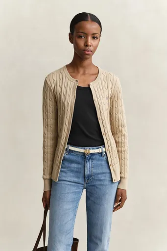 KARDIGÁN GANT STRETCH COTTON CABLE CARDIGAN OAT BEIGE
