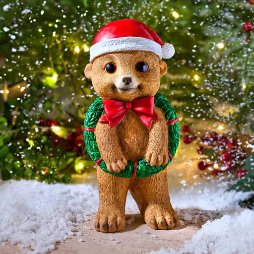 Surikata s vánočním věncem