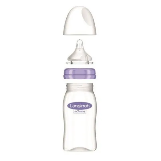 Lansinoh skleněná kojenecká láhev 240ml s NaturalWave TM savičkou (M)