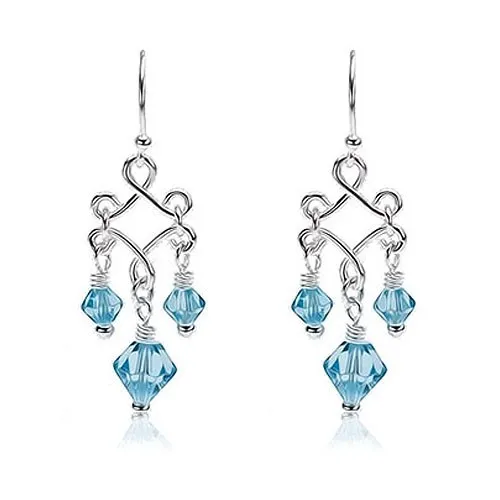 Stříbrné visací náušnice 925 s modrými korálky ze skla