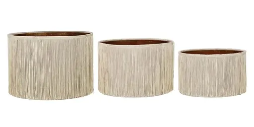 3 ks béžová stínidla s třásněmi a měděným vnitřkem - Ø35*25/ Ø 30*20/ Ø 25*15cm Mars & More