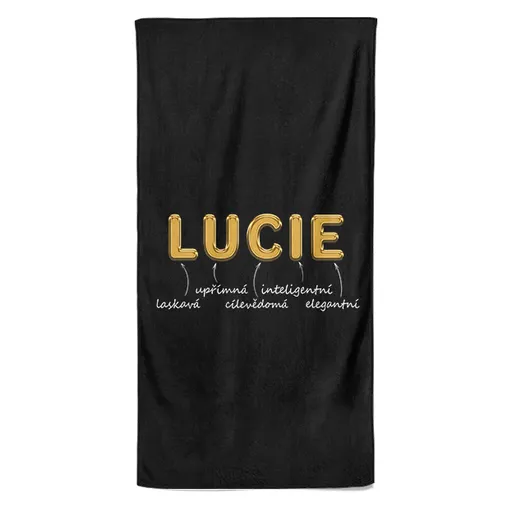 Osuška Ženská jména – GOLD (Jméno: Lucie, Velikost osušky: 100x170cm)