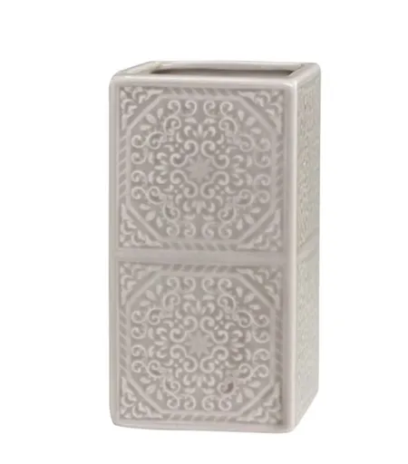 Latté porcelánový držák na kartáčky s ornamenty - 7*7*12 cm Chic Antique