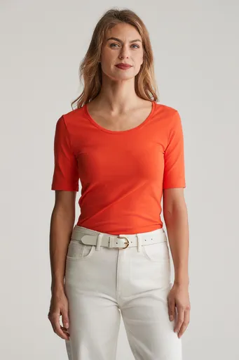 TRIČKO GANT SLIM COT/ELA SS SCOOP NECK TOP ORANGE RED