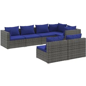 7dílná zahradní sedací souprava s poduškami šedá polyratan, 3102390 (3102390)