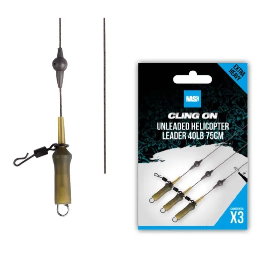 Nash Montáž Ready Tied Unleaded Helicopter Leader 40lb 75cm,Nash Montáž Ready Tied Unleaded Helicopter Leader 40lb 75cm