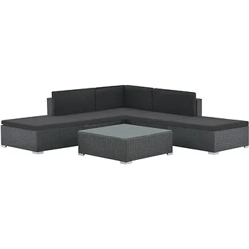 6dílná zahradní sedací souprava s poduškami polyratan černá 44595 44595 (44595)