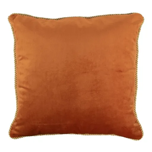 Oranžový sametový polštář obšitý krouceným zlatým provázkem Velvet - 45*10*45cm Mars & More