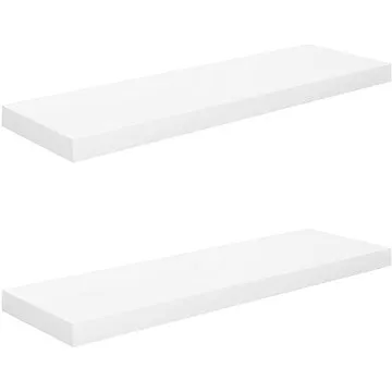 Shumee plovoucí nástěnné 2 ks bílé vysoký lesk 80×23,5×3,8 cm, 323752 (323752)