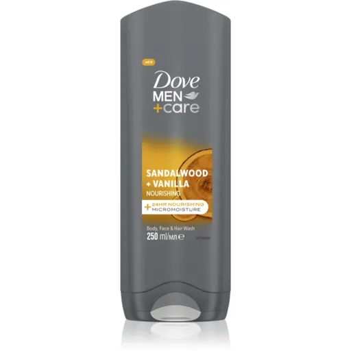 Dove Men+Care Sandalwood&Vanilla sprchový gel na obličej, tělo a vlasy pro muže 250 ml