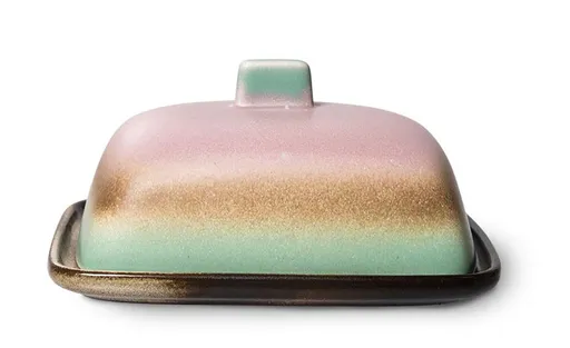 Fialkovo-zelená keramická máslenka 70s Mercury - 15,5*12*7,5cm HKLIVING