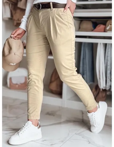 Dámské chino kalhoty s páskem MODELA tmavě béžové