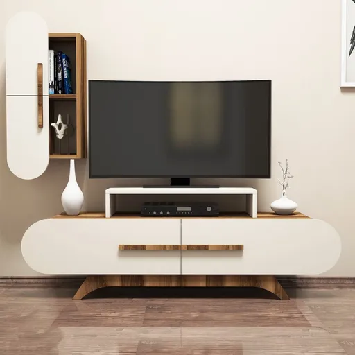 TV stěna / Sestava pod TV Rose S - Walnut, Cream