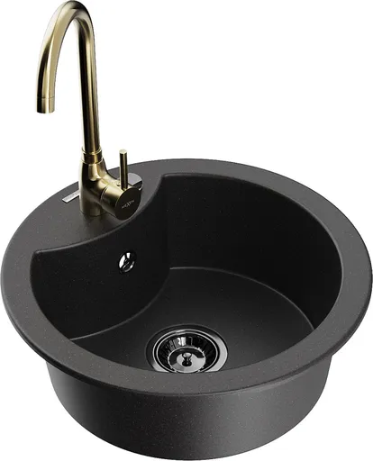 MEXEN/S Diego granitový dřez včetně baterie Telma, černá 6512-77-670200-50-B