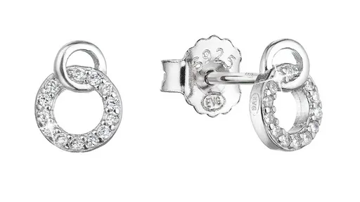 Evolution Group - Pavona Módní stříbrné náušnice pecky se zirkony 11414.1
