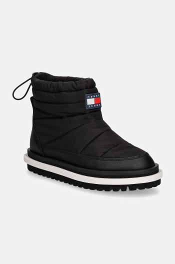 Sněhule Tommy Jeans TJW PADDED FLAT BOOT WL černá barva, EN0EN02725