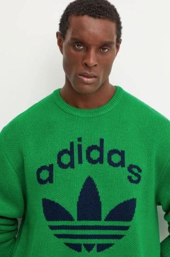 Svetr adidas Originals Knit Crewneck pánský, zelená barva, JN5966