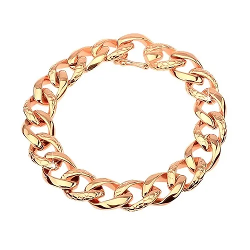 Ocelový náramek - tlustý řetěz zdobený hadím vzorem, měděná barva