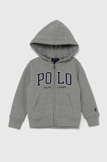 Dětská mikina Polo Ralph Lauren šedá barva, s kapucí, s potiskem, 322950835002