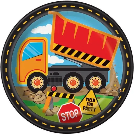 Papírové talíře Staveniště 23 cm - 8ks - UNIQUE