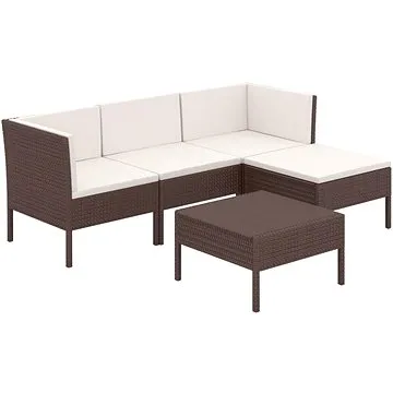 5dílná zahradní sedací souprava s poduškami polyratan hnědá, 3094375 (3094375)
