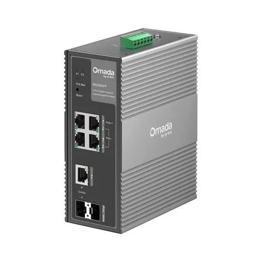 TP-Link OMADA průmyslový switch IES206GPP (4xGbE, 1xGbE/SFPcombo, 1xSFP, 3xPoE+, 1xPoE++, 120W, DIN, IP40, fanless)