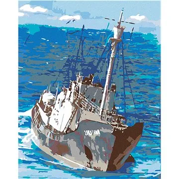 Diamondi - Diamantové malování - RYBÁŘSKÁ LOĎ NA MOŘI, 40x50 cm, Vypnuté plátno na rám (602475B)